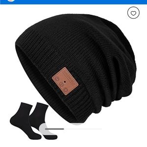 Blue tooth black beanie , hat